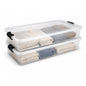 HOMZ Under Bed Clear Plastic Storage Bin w/Lid, 60 Qt, Blue Latch, 2 Pack