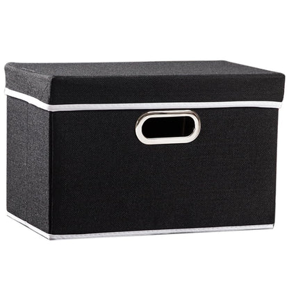 PRANDOM Large Collapsible Storage Bins with Lids [3-Pack] Linen/Cotton Blend Foldable Storage Boxes Organizer Containers Baskets Cube with Cover for Home Bedroom Closet Office Nursery(17.7x11.8x11.8)