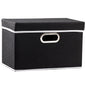 PRANDOM Large Collapsible Storage Bins with Lids [3-Pack] Linen/Cotton Blend Foldable Storage Boxes Organizer Containers Baskets Cube with Cover for Home Bedroom Closet Office Nursery(17.7x11.8x11.8)