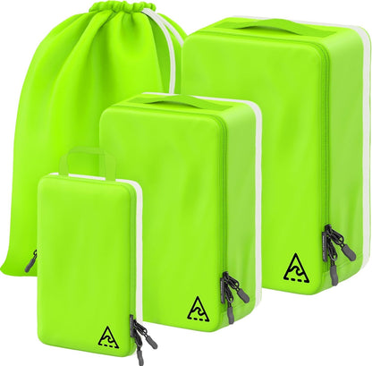 Well Traveled 8 pcs Compression Packing Bags Cubes Set with HybridMax Double-Capacity Design - Packing Cubes for Travel Compression to Maximize Limited Luggage Space, Black