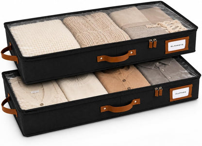 HOMELUX THEORY Under Bed Storage, Low Profile 2pc with Lid, Black