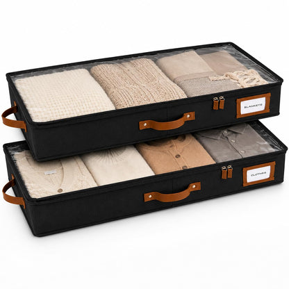 HOMELUX THEORY Under Bed Storage, Low Profile 2pc with Lid, Black