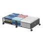 Under Bed Storage with Wheels 47.2"(L)/57.6L Large Rolling Under Bed Storage, Metal Underbed Containers on Wheels, Tool-Free Assembly Foldable Metal Underbed Drawers for Shoes Clothes Toys