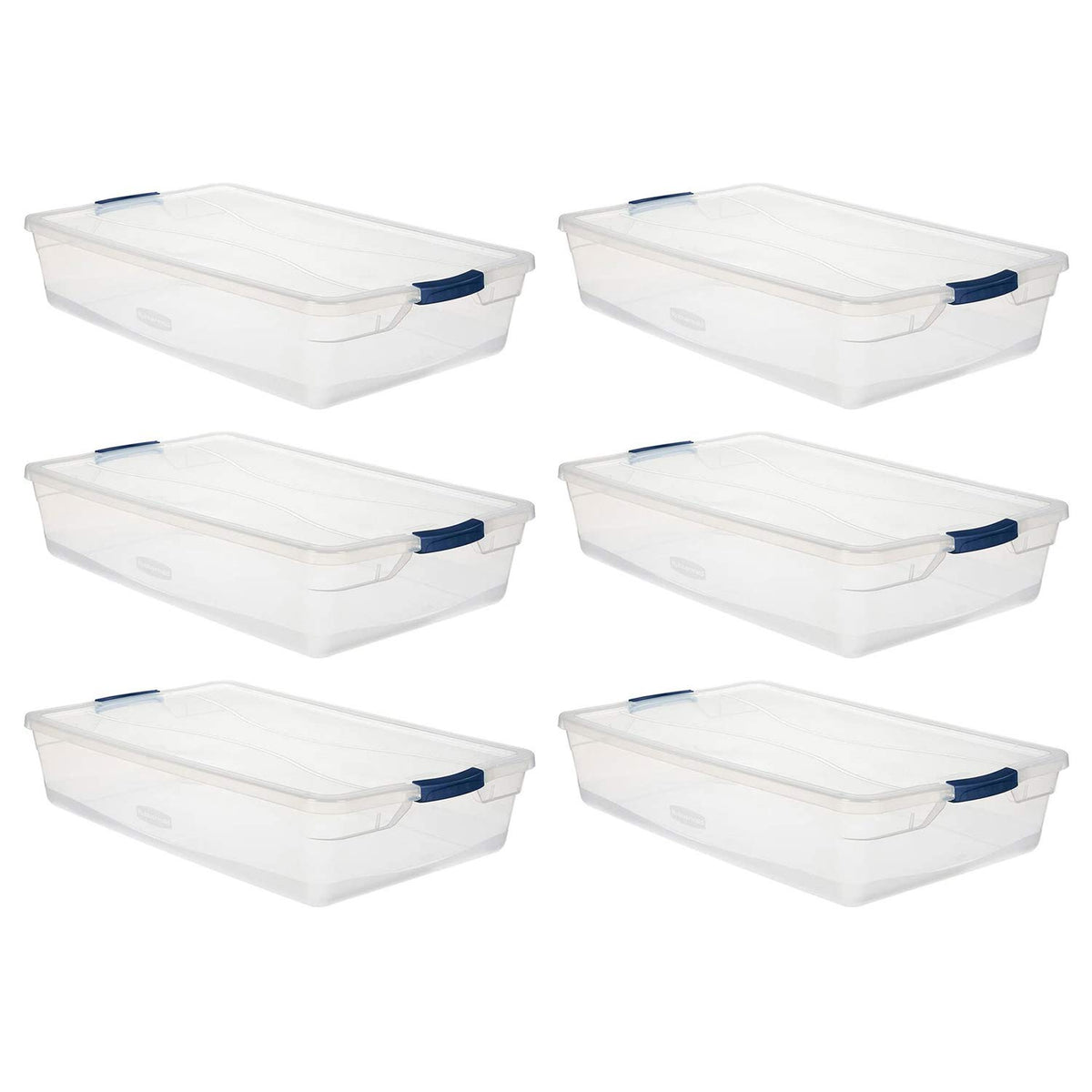 Rubbermaid Cleverstore 42 Quart Stackable Plastic Storage Container Organizer Bin with Latching Lids for Garage, Closet, and Classroom, Clear, 4 Pack