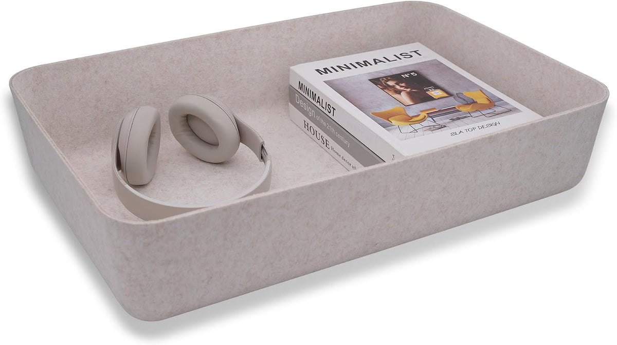 Welaxy Felt Underbed Storage Basket Oatmeal Natural Nordic shelf bin long