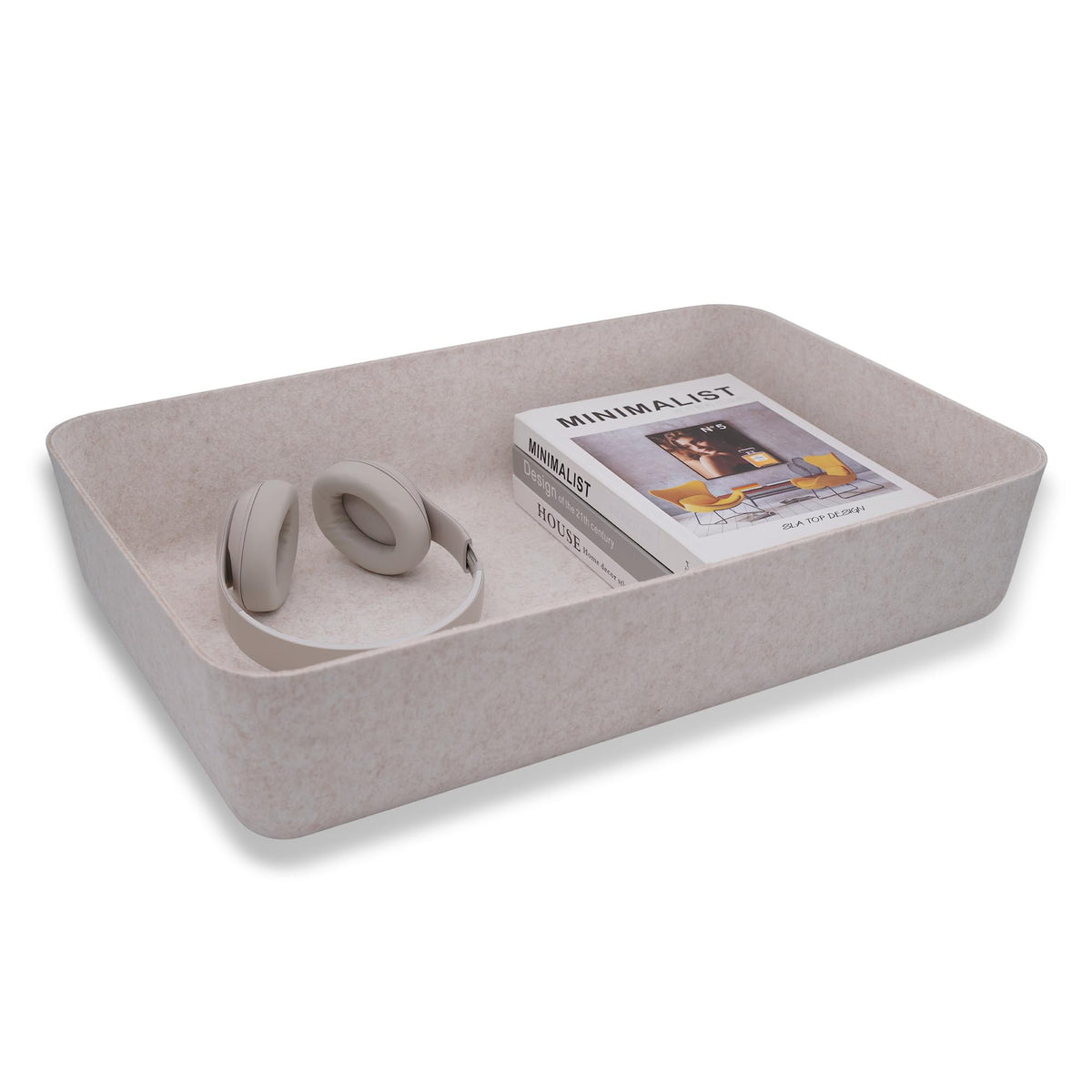 Welaxy Felt Underbed Storage Basket Oatmeal Natural Nordic shelf bin long
