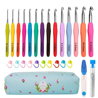 Yarniss Crochet Hooks,14 Size Ergonomic Crochet Hooks Set 2mm(B)-10mm(N)