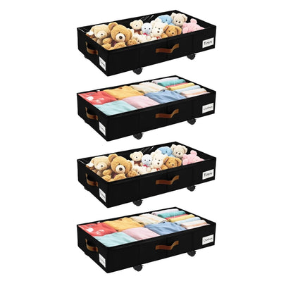 Under Bed Storage with Wheels, Dorm Room Organizer for Clothes Shoes Toys