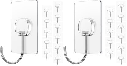 JINSHUNFA Adhesive Wall Hooks No Drill Clear Heavy Duty,13LB Sticky 8 Pack