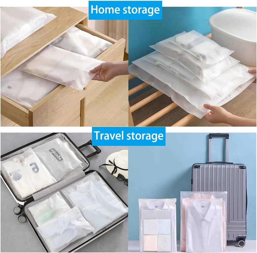 Belit 20 Pcs Travel Luggage Organizer Bags, 4 Sizes Packaging Bags for Clothing, Cosmetics, Toiletries, Reusable Plastic Zipper Bags for Hospital Bag, Travel Storage, Home Storage
