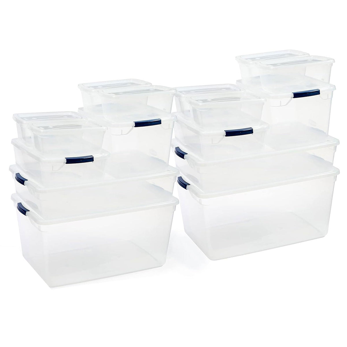 Rubbermaid 68 Quart Under the Bed Low Profile Storage Boxes with Dual Hinged Lids and Easy Rolling Caster Wheels, Clear, 2 Pack