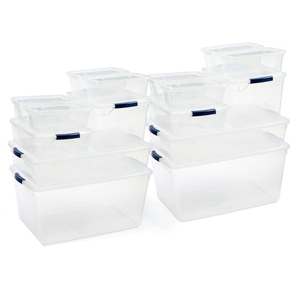 Rubbermaid 68 Quart Under the Bed Low Profile Storage Boxes with Dual Hinged Lids and Easy Rolling Caster Wheels, Clear, 2 Pack