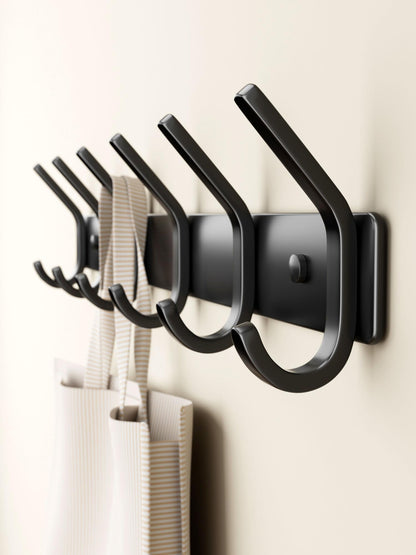 Coat Rack Wall Mount Hooks - 15 Inch White Metal 6-Hook Rack(1 Pack)