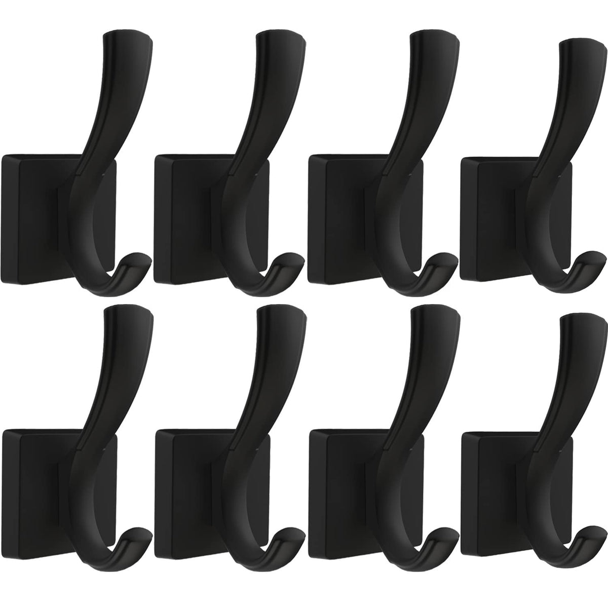 TOFIIGREM Black Towel Hooks Coat Hooks for Wall, Hand Towel Holder Robe Hook for Bathroom, Entryway Hat Hooks for Hanging Coat Towels Keys Hats (6 Pack)