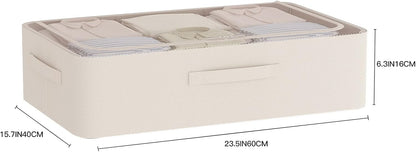 CYhom Under Bed Storage Bins Frame Storage Box Oxford Fabric Sturdy Underbed Container Foldable Stackable Large Capacity Clothes Organizer