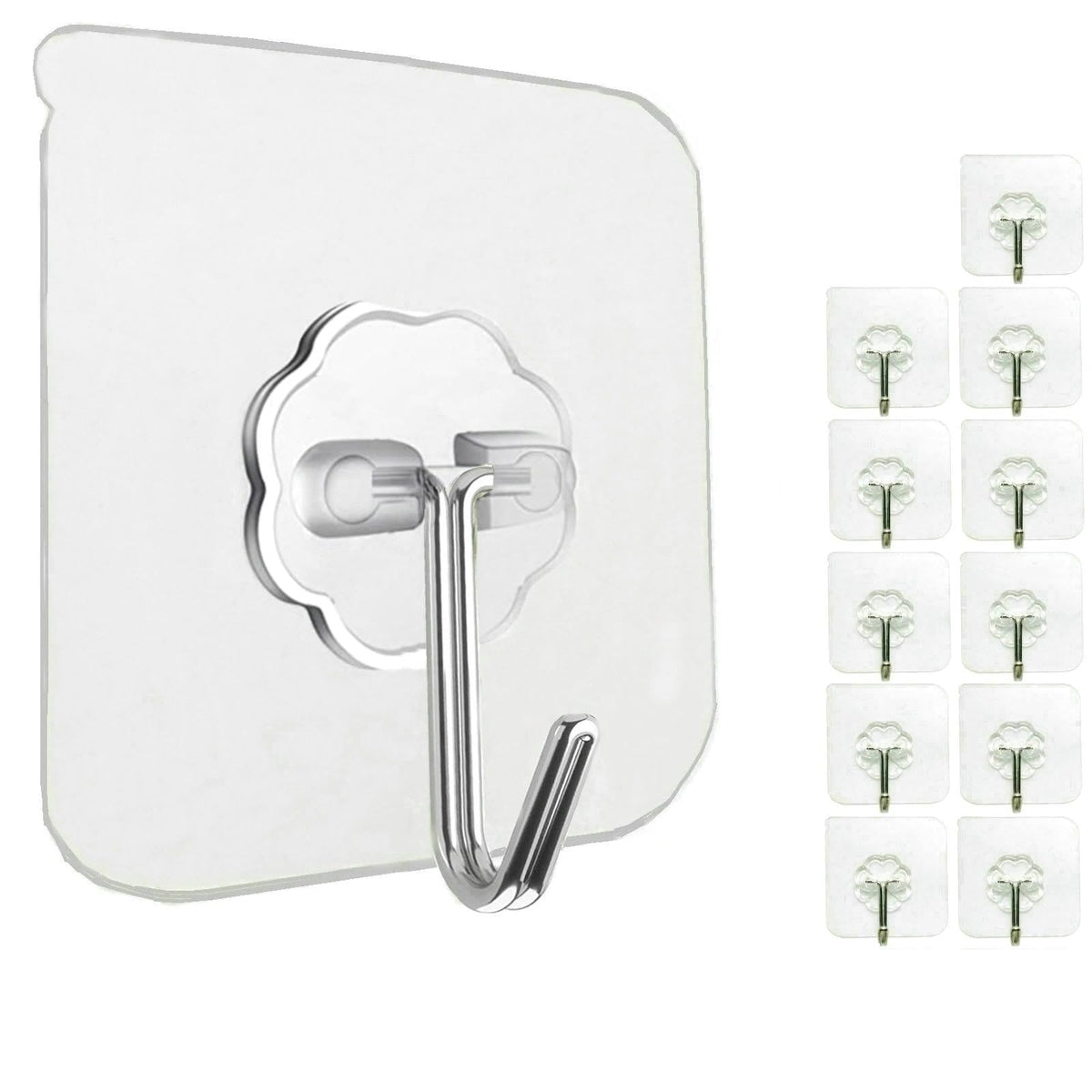 Jwxstore 24 Pack Adhesive Wall Hooks Clear 33LB Heavy Duty Sticky Hooks