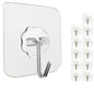 Jwxstore 24 Pack Adhesive Wall Hooks Clear 33LB Heavy Duty Sticky Hooks