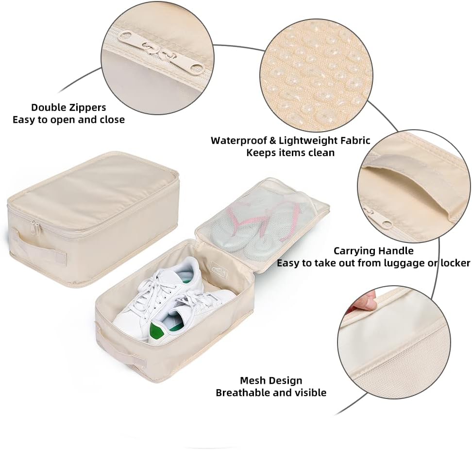 Travel Shoe Bags, Foldable Waterproof Shoe Puches Organizer-Double Layer (Multi-colored4)