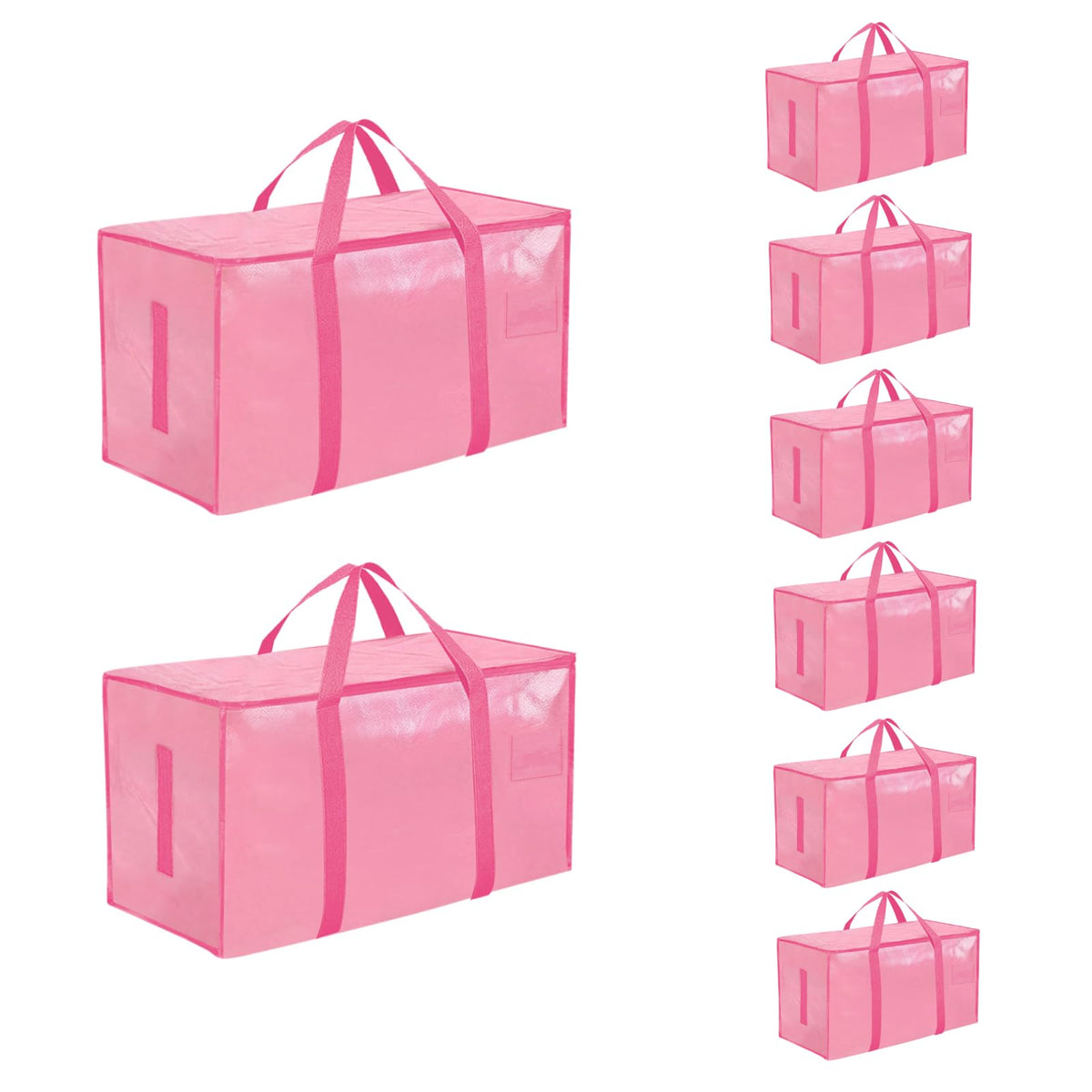 Moving Bags Extra Large 8 Pack - Heavy Duty Storage Totes with Wrap-Around Handles & Reinforced Zippers - Foldable Moving Box Alternative, Water-Resistant for Dorm, Closet & Under Bed Storage (Clear)