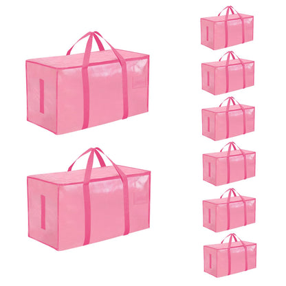 Moving Bags Extra Large 8 Pack - Heavy Duty Storage Totes with Wrap-Around Handles & Reinforced Zippers - Foldable Moving Box Alternative, Water-Resistant for Dorm, Closet & Under Bed Storage (Clear)