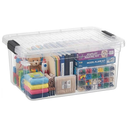 Superio 13.7 Quart Clear Plastic Storage Bin with Lid, Stackable Organizer Box, BPA-Free Storage Container for Home, Garage, School & Office, 1 Pack
