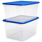 HOMZ Clear Plastic Storage Bins w/Snaplock Lids, 28 Qt, Gray, 2 Pack