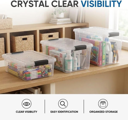 Superio 13.7 Quart Clear Plastic Storage Bin with Lid, Stackable Organizer Box, BPA-Free Storage Container for Home, Garage, School & Office, 1 Pack