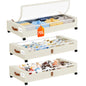 Yecaye Under Bed Storage with Wheels, 2Pack Under Bed Storage Containers, Underbed Shoe Storage Organizer, Rolling Under Bed Metal Drawers for Clothes, Blankets(30.71 x 16.93 x 6.69 in)
