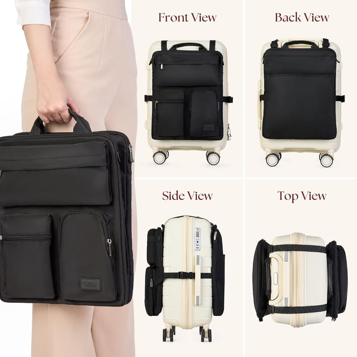 BAREFOOT CARIBOU Over Luggage Organizer for Carry On Bag Harness, Black