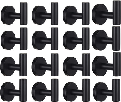 Towel Hooks Bathroom Coat Robe Wall Hook Heavy Duty Door Hanger Towel Robe Clothes Cabinet Closet Sponges Rack for Bathroom Bedroom Kitchen Hotel Pool 4 Packs Black(Drilling Installation)