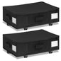 Vincona Under Bed Storage with Wheels, 2 Pack Under Bed Storage Containers with Label Holders for Clothes, Shoes and Blankets, Rolling Underbed Shoe Organizer with Cover, Beige (30.71x15.7x7.28 in)