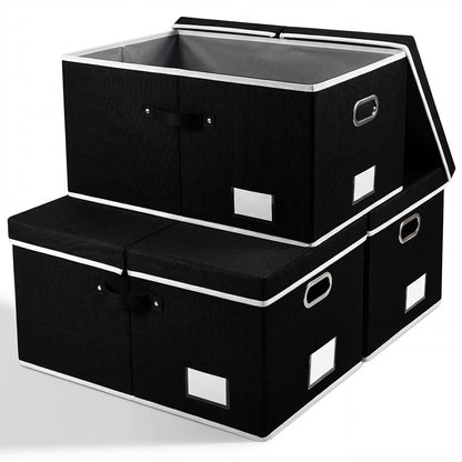 PRANDOM Large Collapsible Storage Bins with Lids [3-Pack] Linen/Cotton Blend Foldable Storage Boxes Organizer Containers Baskets Cube with Cover for Home Bedroom Closet Office Nursery(17.7x11.8x11.8)