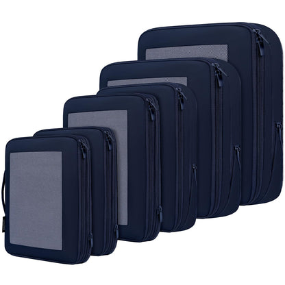 BAGAIL 4 Set/6 Set/8 Set Compression Packing Cubes Travel Accessories Expandable Packing Organizers (Half Mesh, 6-Black)