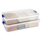 HOMZ Under Bed Clear Plastic Storage Bin w/Lid, 60 Qt, Gray Latch, 2 Pack