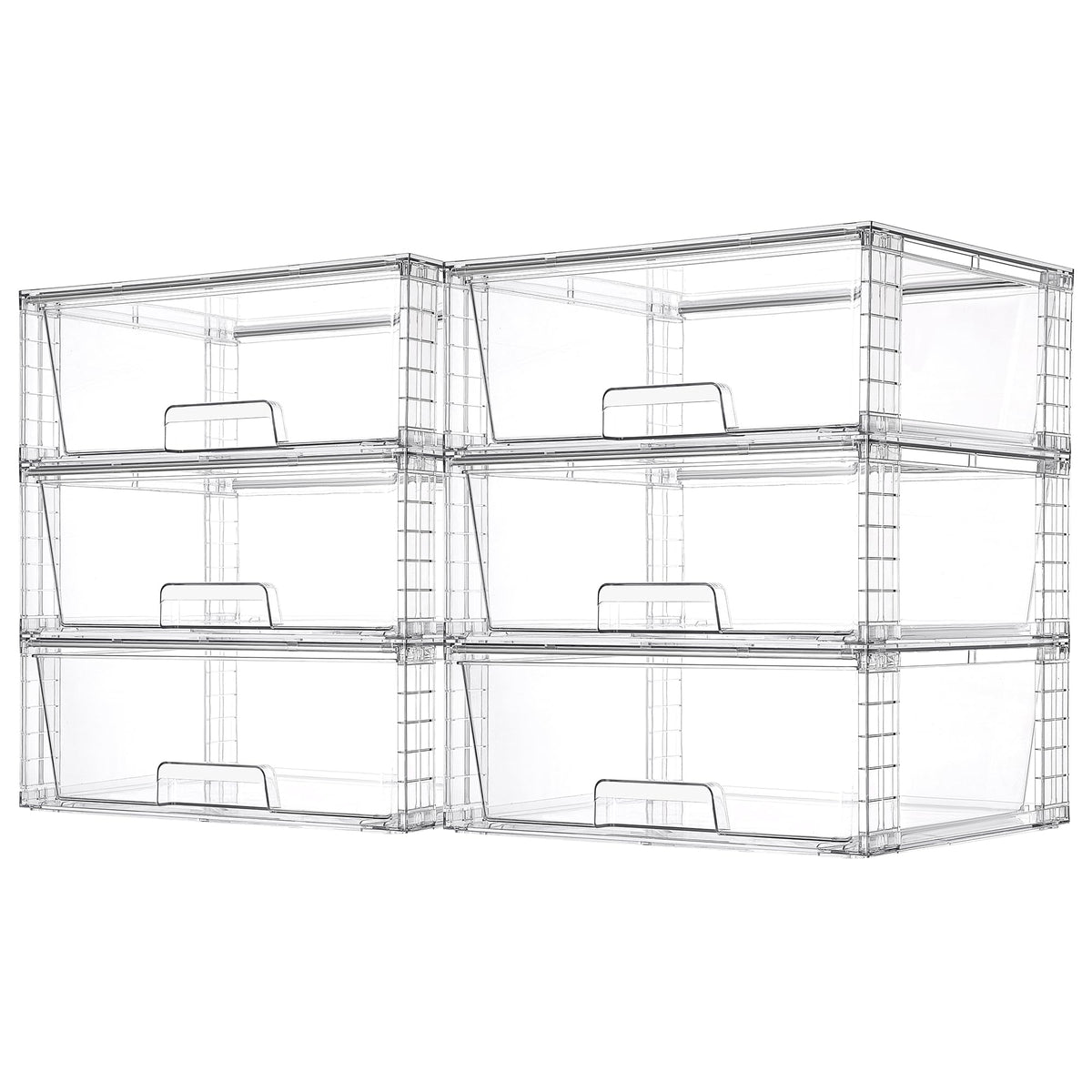 Vtopmart 2 Pack Large Clear Stackable Plastic Storage Drawers for Closet