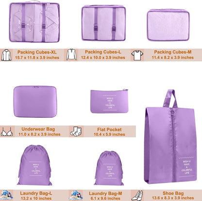 Packing Cubes for Travel 8 Set Luggage Organizer Bags