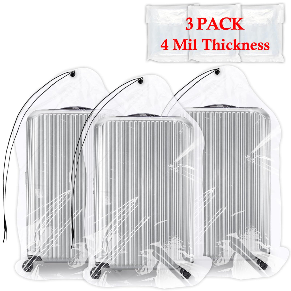 32x42 Inch Large Clear Plastic Suitcase Storage Bags, 3 Pack, 4 Mils