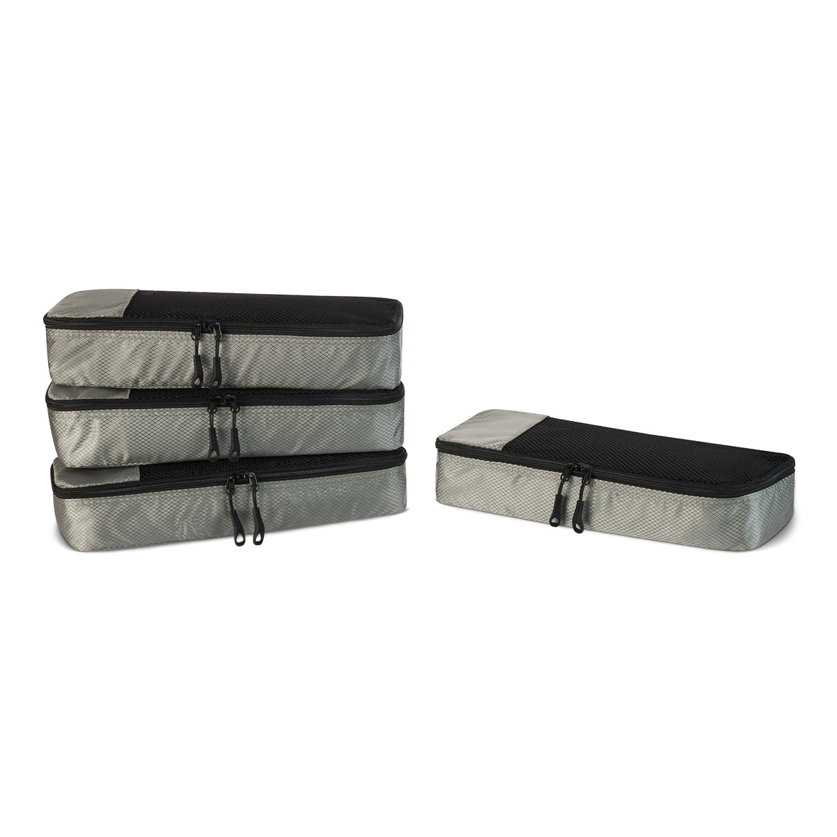 Amazon Essentials 4-Piece Packing Cubes Travel Accessories Set, Luggage Organizer, Suitcase Organizer with Double Zipper, Mesh Top, Space-Saving, Large, Gray (Previously Amazon Basics)