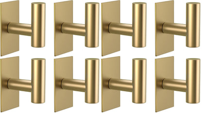 VAEHOLD Wall Towel Hooks, Heavy Duty Sticky Holder Waterproof Towel Hooks for Hanging Coat, Clothes, Closet Hook Wall Mount for Kitchen (Gold, 4 Pack)