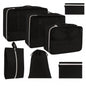 7Pc Packing Cubes for Travel & Storage, Zipper & Drawstring Bags Set, Black