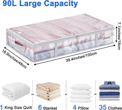 Under Bed Storage Containers 4 Pack 90L Mesh Clear for Blankets Clothes
