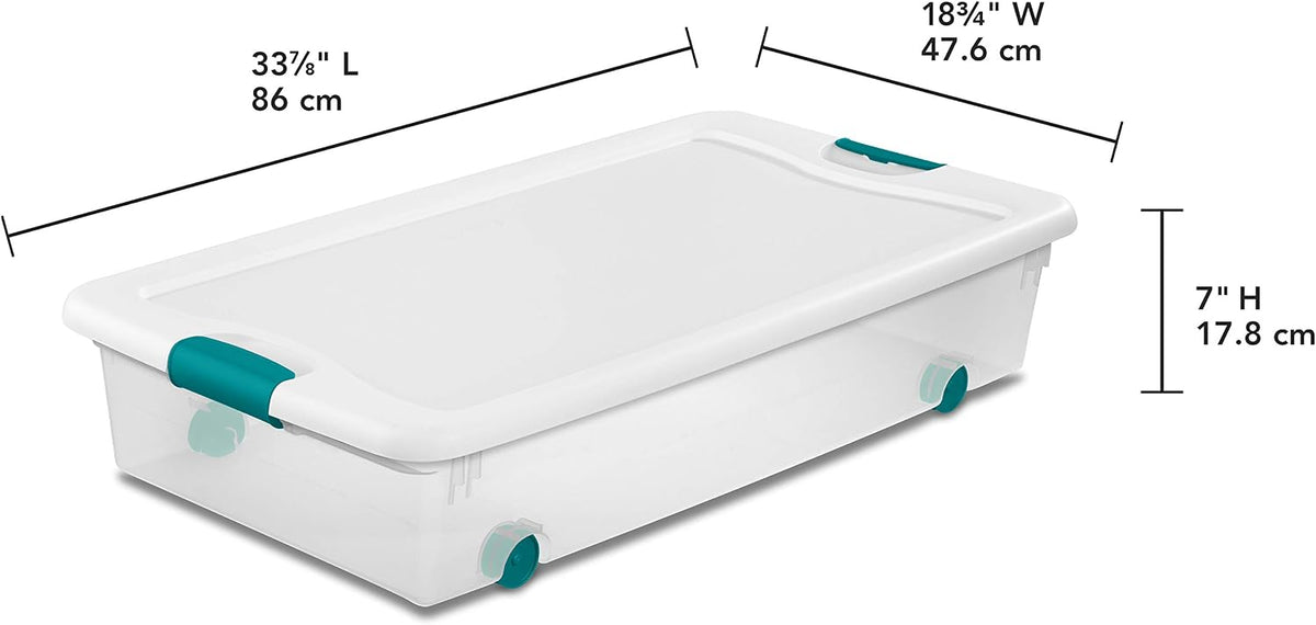Sterilite Wheeled Latching Box w/ Lids for Home & Office, 56 Quart, 4-Pack