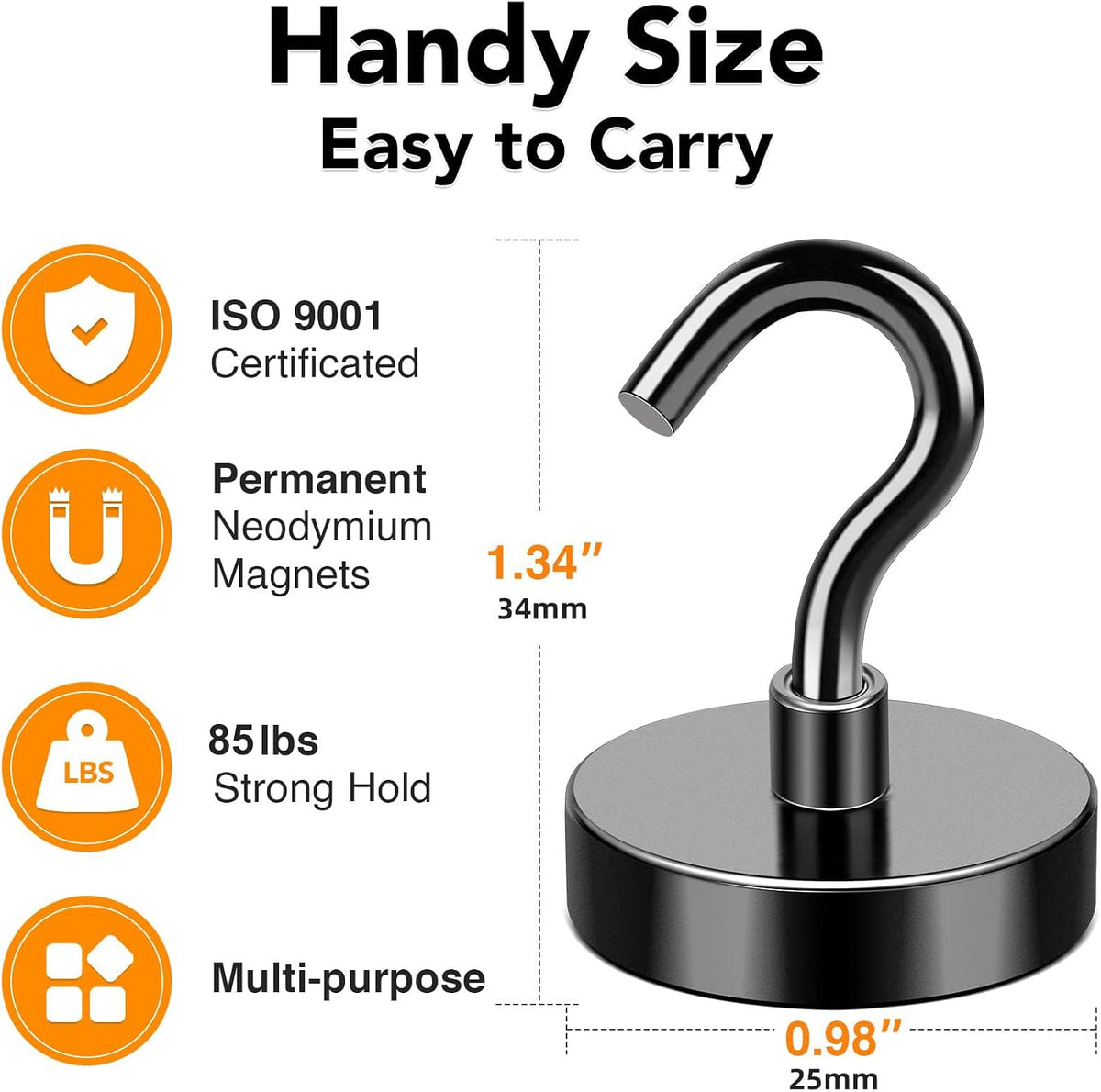 MIKEDE 85LBS+ Magnetic Hooks, Strong Cruise Cabin Ship Essentials Black