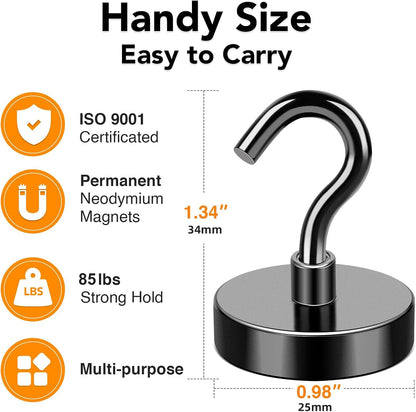 MIKEDE 85LBS+ Magnetic Hooks, Strong Cruise Cabin Ship Essentials Black