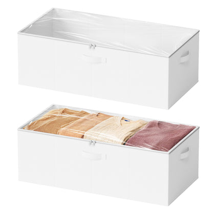 SpaceAid 2 Pack 10" High Under Bed Storage Containers, Large Underbed Storage Organizer Bins with Lids for Bedroom, Dorm, Clothes, Closet Organization, Bed Sheets and Blankets (Gray)