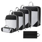 7Pc Packing Cubes for Travel & Storage, Zipper & Drawstring Bags Set, Black