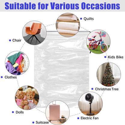 36x50 Inch Extra Large Clear Plastic Suitcase Storage Bags, 3 Pack, 4 Mils