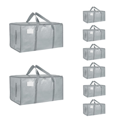 Moving Bags Extra Large 8 Pack - Heavy Duty Storage Totes with Wrap-Around Handles & Reinforced Zippers - Foldable Moving Box Alternative, Water-Resistant for Dorm, Closet & Under Bed Storage (Clear)