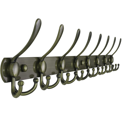 Dseap Coat Rack Wall Mounted - 5 Tri Hooks, Heavy Duty, Stainless Steel, Metal Coat Hook Rail for Coat Hat Towel Purse Robes Mudroom Bathroom Entryway (Black, 2 Packs)