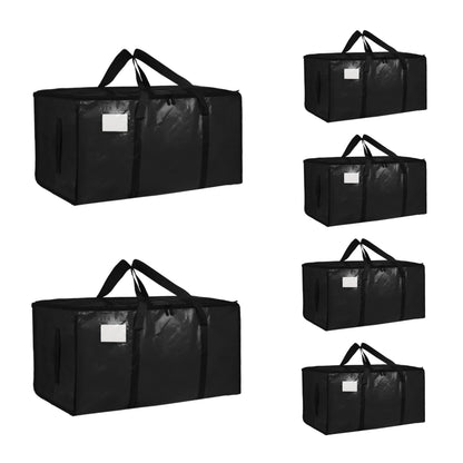 Moving Bags Extra Large 8 Pack - Heavy Duty Storage Totes with Wrap-Around Handles & Reinforced Zippers - Foldable Moving Box Alternative, Water-Resistant for Dorm, Closet & Under Bed Storage (Clear)
